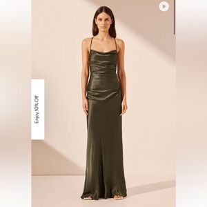 NWT Shona Joy La Lune Lace Back Maxi Dress Forest